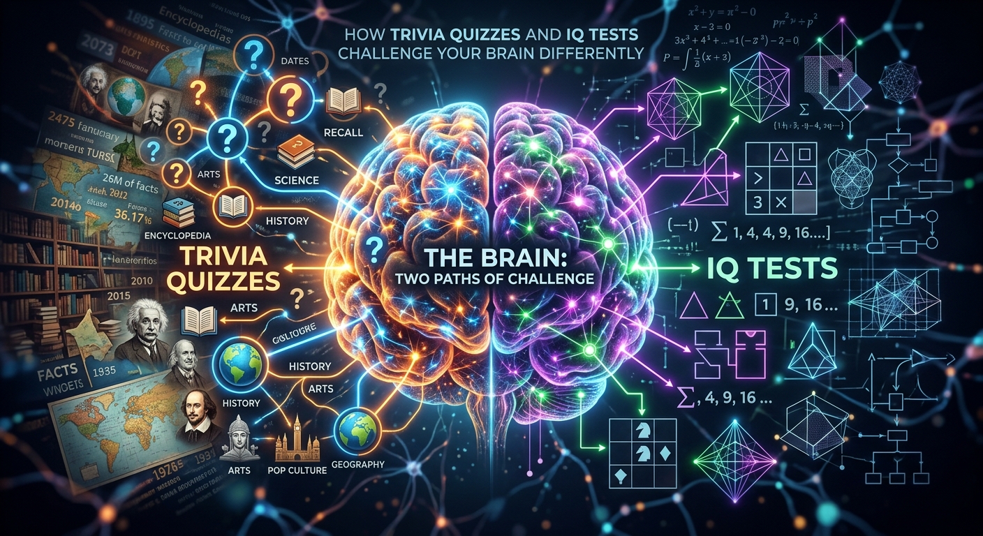 How Trivia Quizzes and IQ Tests Challenge Your Brain Differently