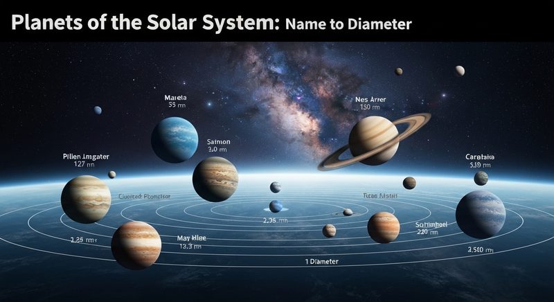 Planets of the Solar System: Name to Diameter